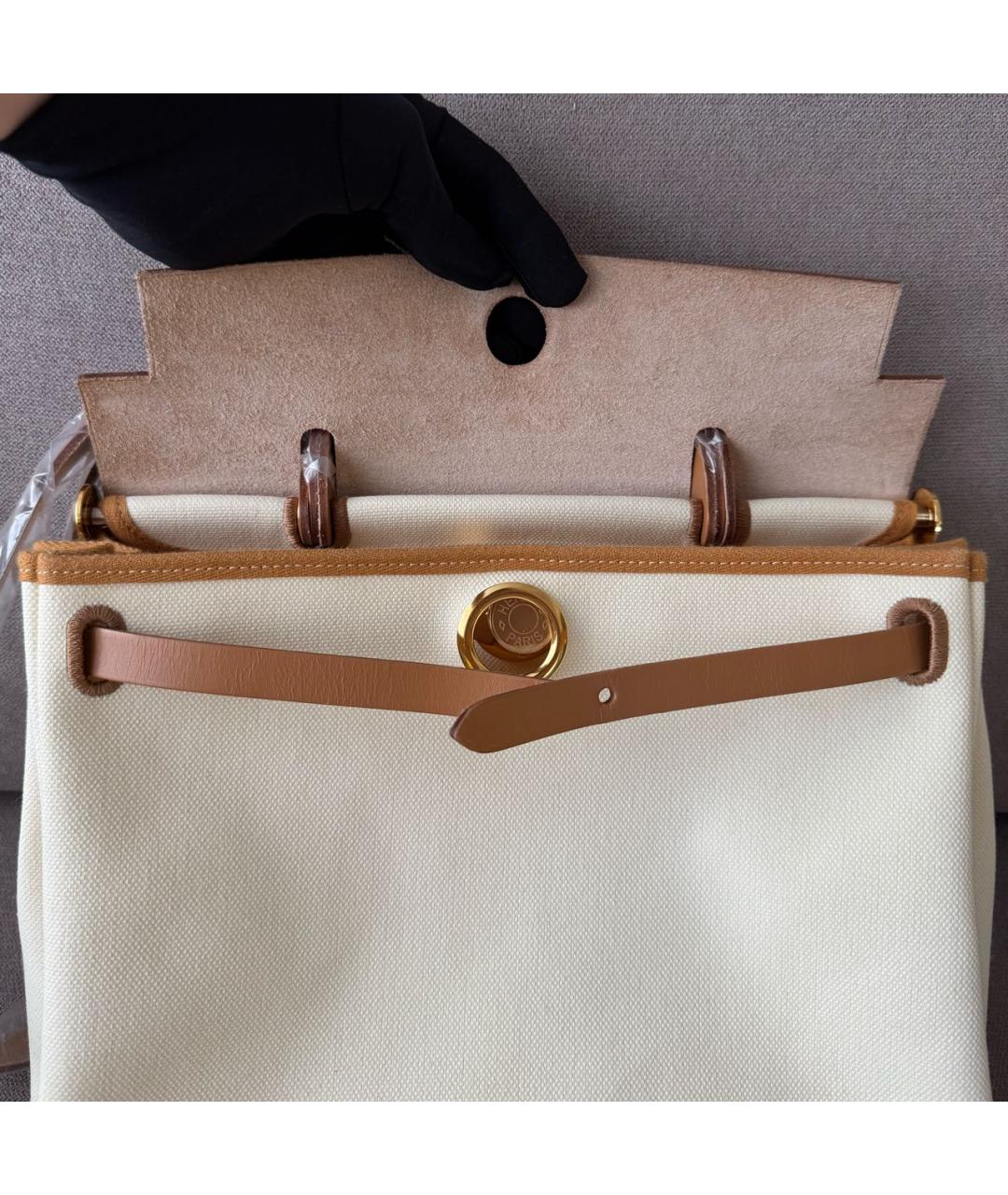 HERMES Бежевая сумка с короткими ручками, фото 4