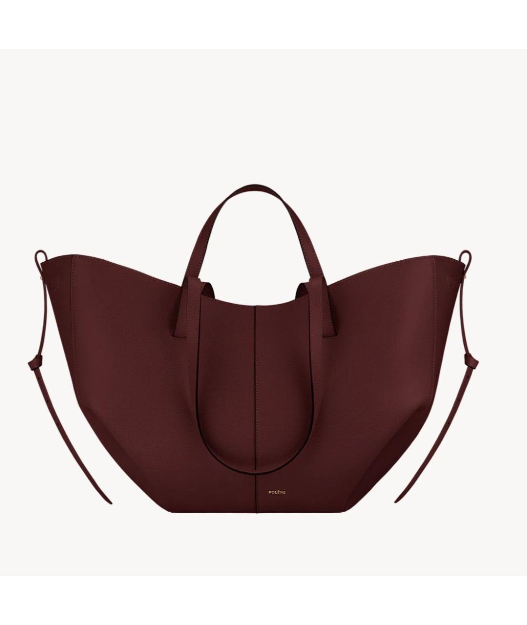 POLENE Бордовая кожаная сумка тоут, фото 4