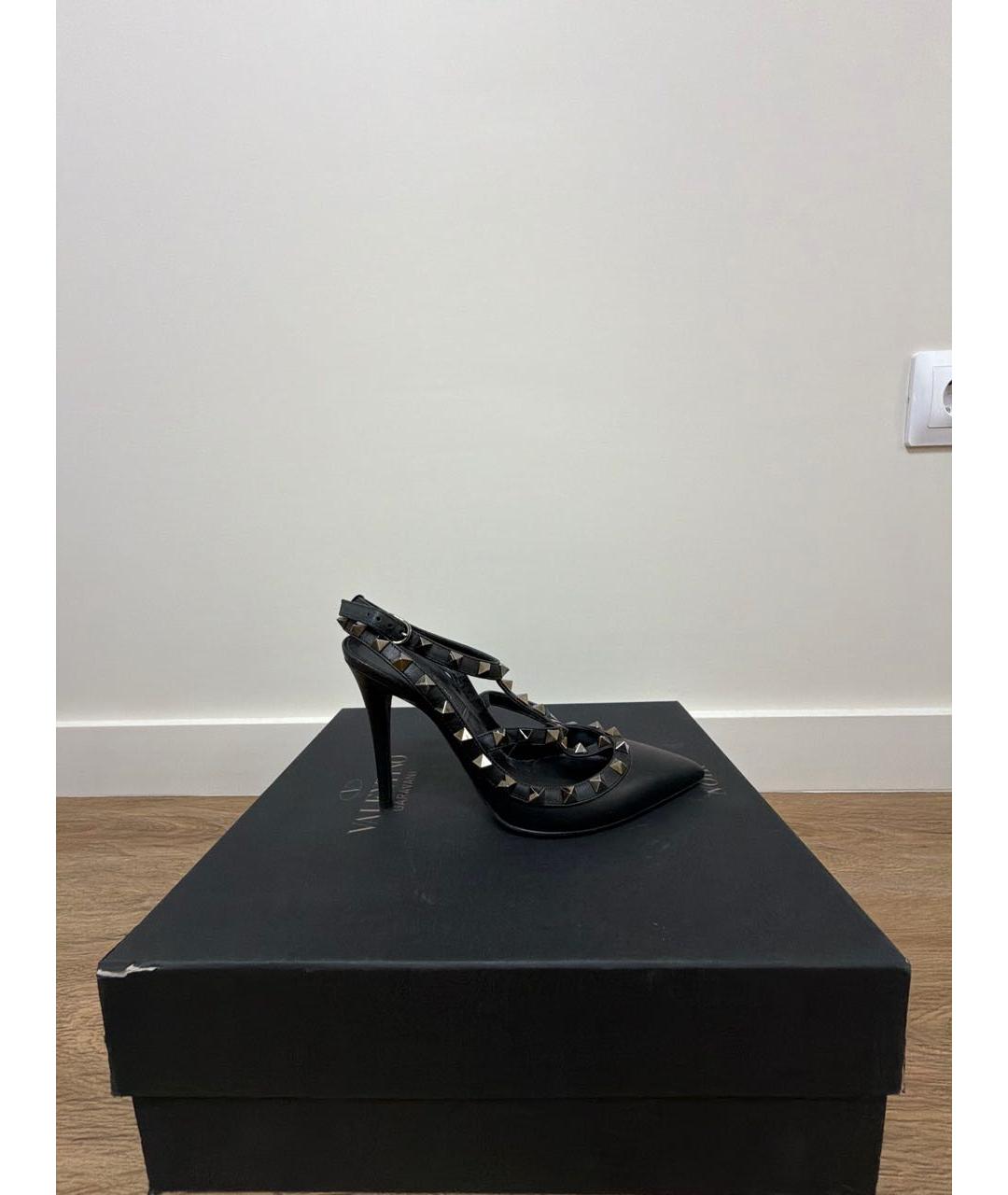VALENTINO Черные кожаные босоножки, фото 5