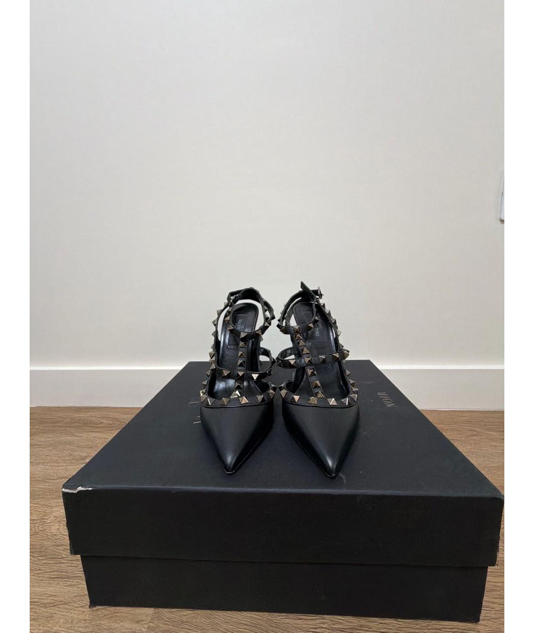 VALENTINO Черные кожаные босоножки, фото 2