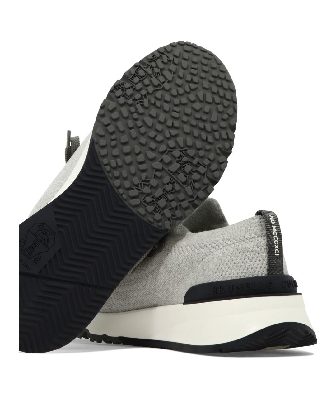 BRUNELLO CUCINELLI Серые текстильные низкие кроссовки / кеды, фото 5