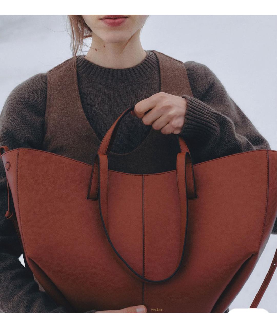 POLENE Кожаная сумка тоут, фото 3
