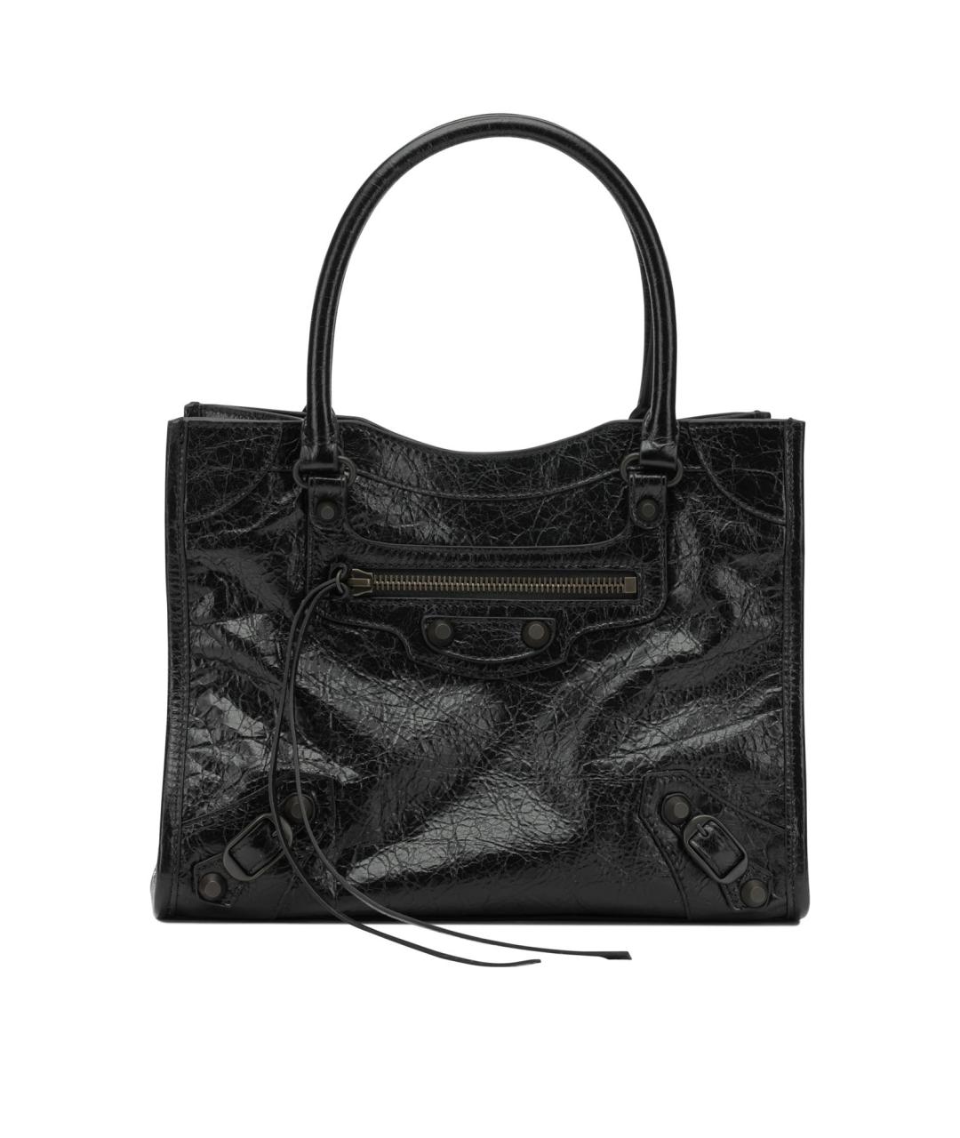 BALENCIAGA Черная кожаная сумка тоут, фото 1