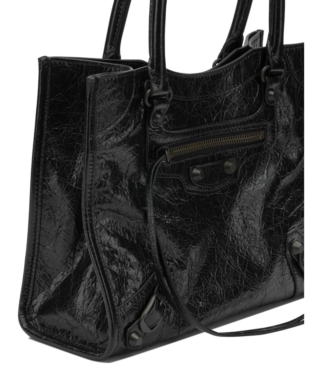 BALENCIAGA Черная кожаная сумка тоут, фото 4