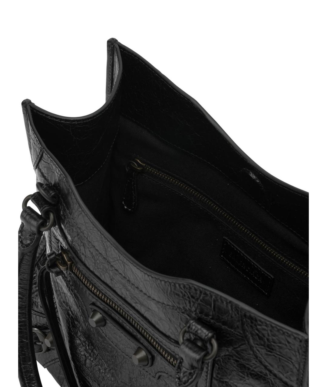 BALENCIAGA Черная кожаная сумка тоут, фото 5