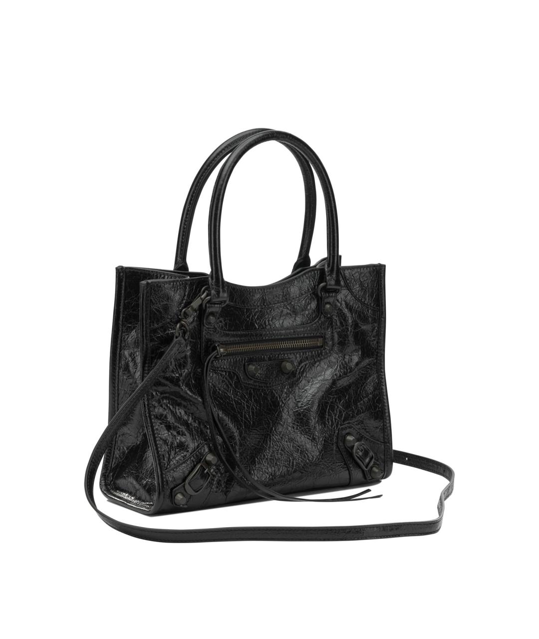 BALENCIAGA Черная кожаная сумка тоут, фото 2