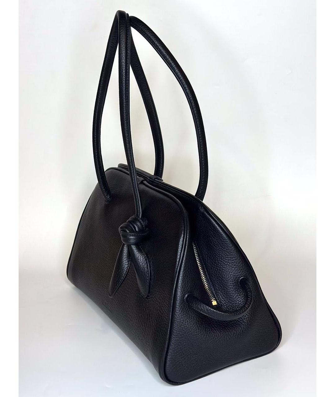 JACQUEMUS Черная кожаная сумка с короткими ручками, фото 2