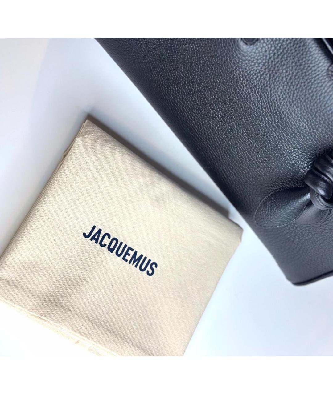 JACQUEMUS Черная кожаная сумка с короткими ручками, фото 7