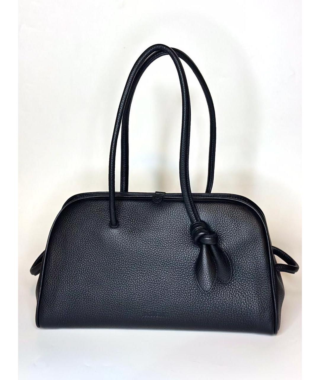 JACQUEMUS Черная кожаная сумка с короткими ручками, фото 8