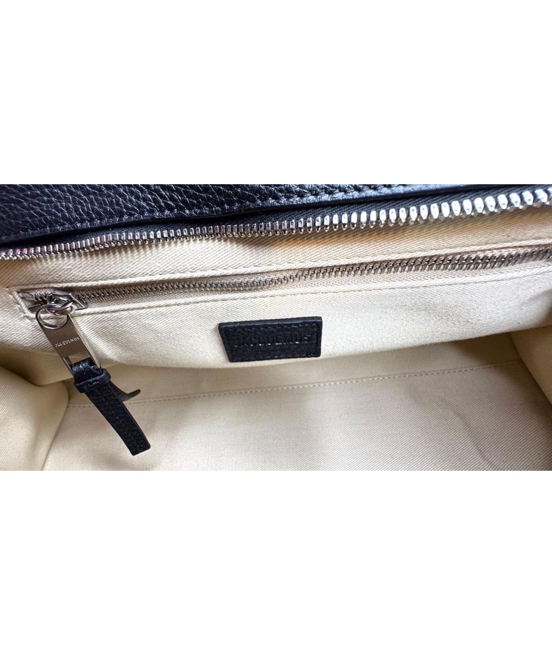 JACQUEMUS Черная кожаная сумка с короткими ручками, фото 6