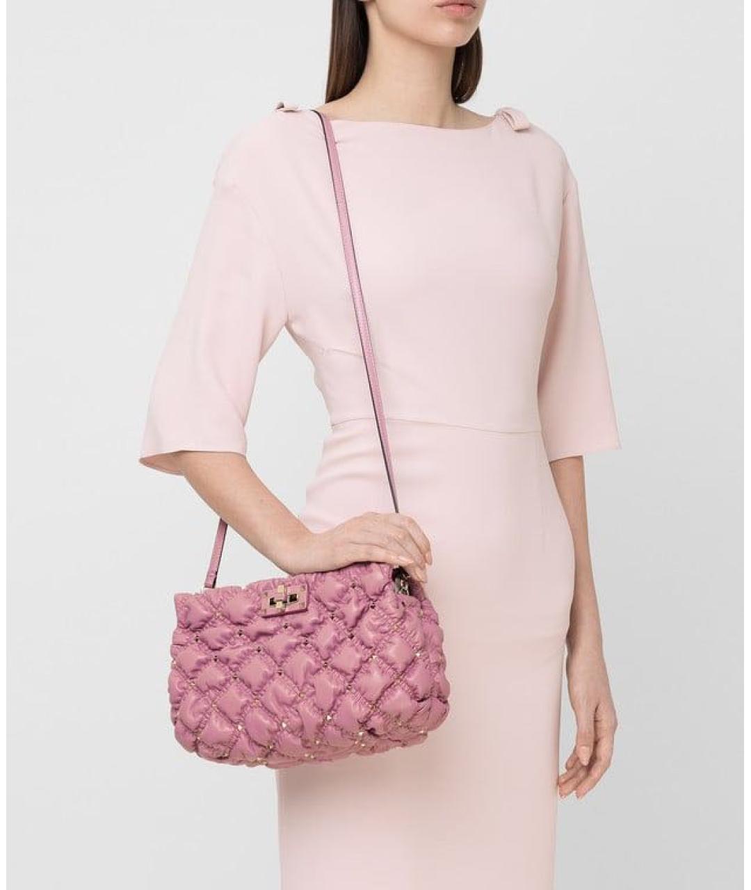 VALENTINO Розовая кожаная сумка через плечо, фото 5