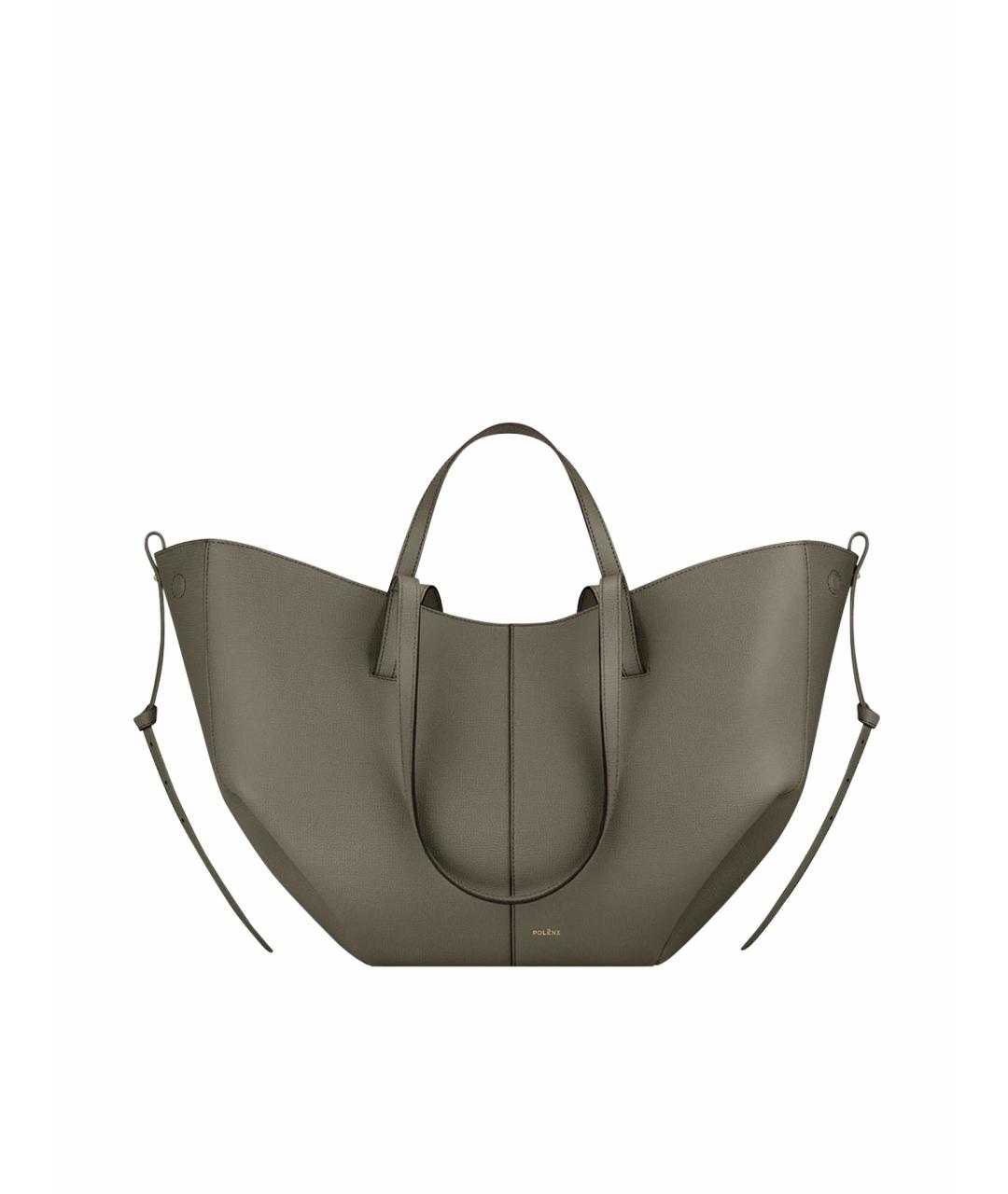 POLENE Зеленая кожаная сумка тоут, фото 1