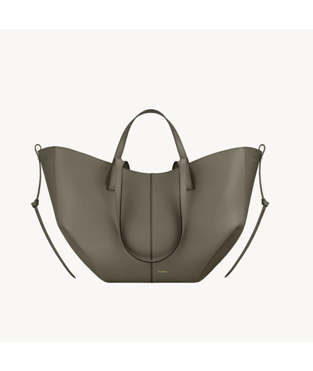 POLENE Зеленая кожаная сумка тоут, фото 4