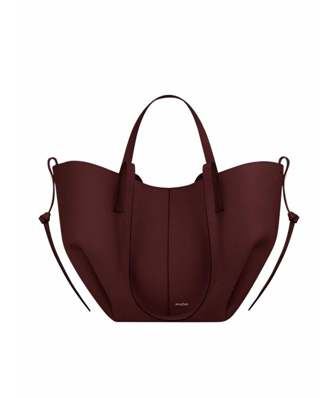 POLENE Бордовая кожаная сумка тоут, фото 1