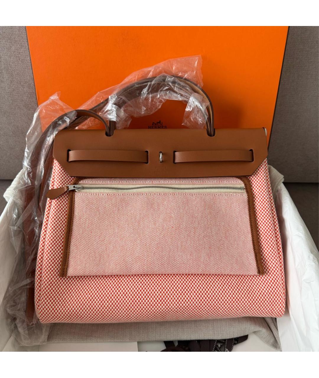 HERMES Бежевая сумка с короткими ручками, фото 3