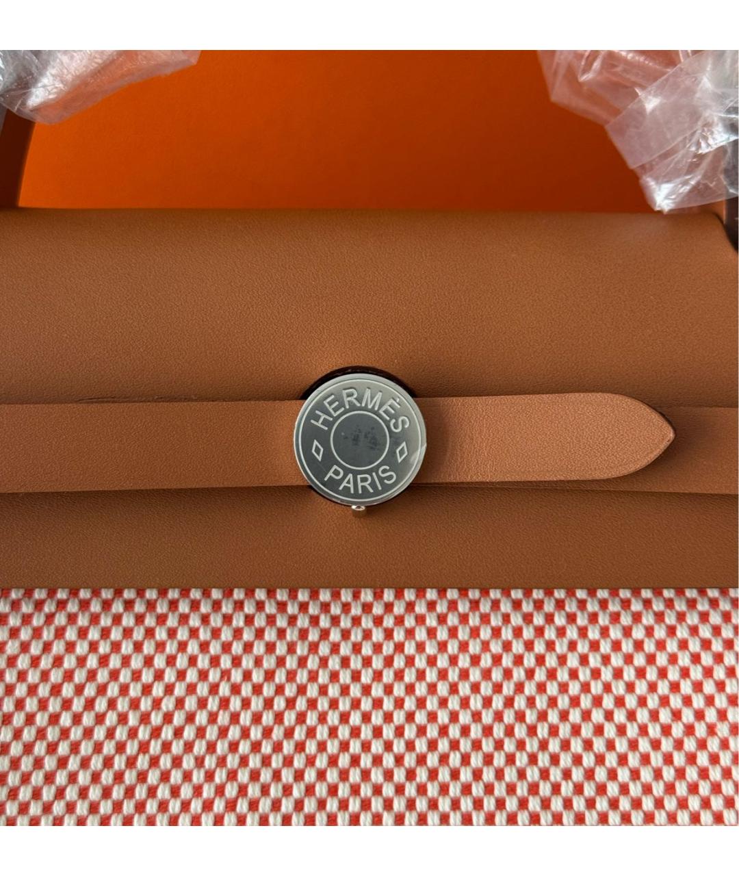 HERMES Бежевая сумка с короткими ручками, фото 6