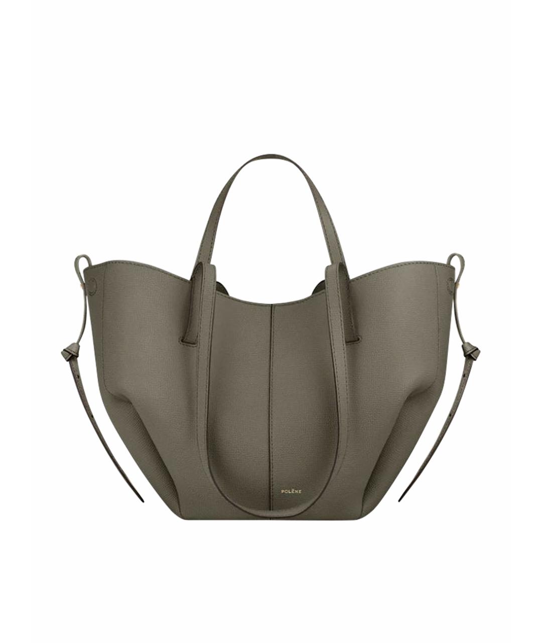 POLENE Зеленая кожаная сумка тоут, фото 1