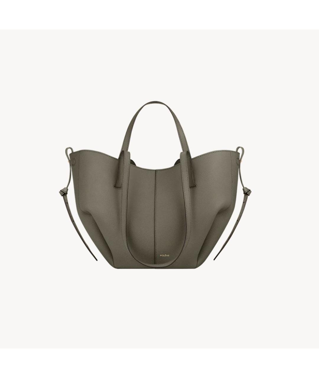 POLENE Зеленая кожаная сумка тоут, фото 5