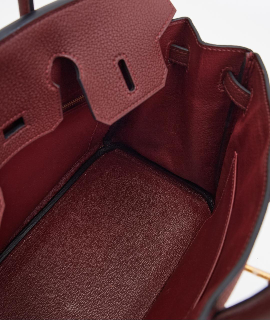 HERMES Бордовая кожаная сумка с короткими ручками, фото 9