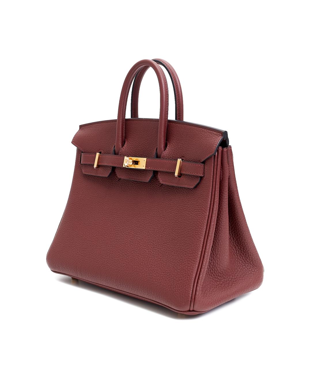HERMES Бордовая кожаная сумка с короткими ручками, фото 2