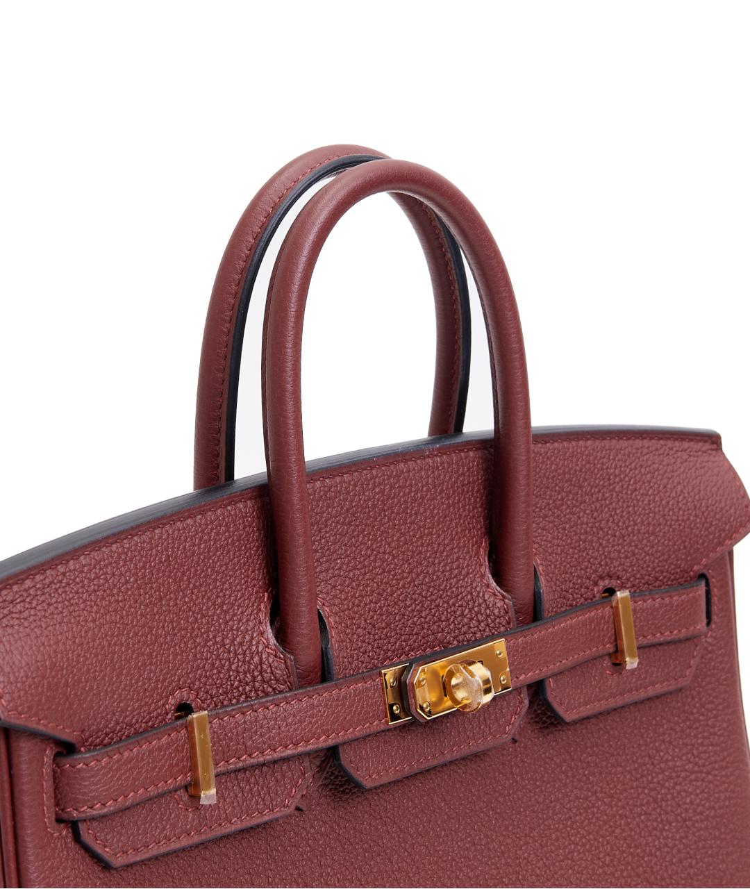 HERMES Бордовая кожаная сумка с короткими ручками, фото 5