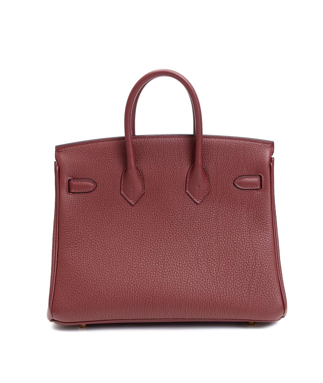 HERMES Бордовая кожаная сумка с короткими ручками, фото 3