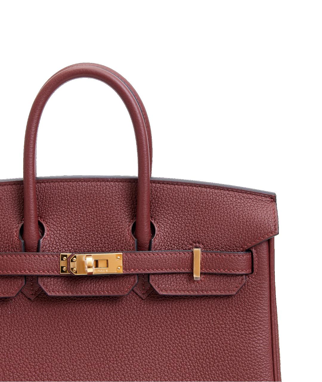 HERMES Бордовая кожаная сумка с короткими ручками, фото 6