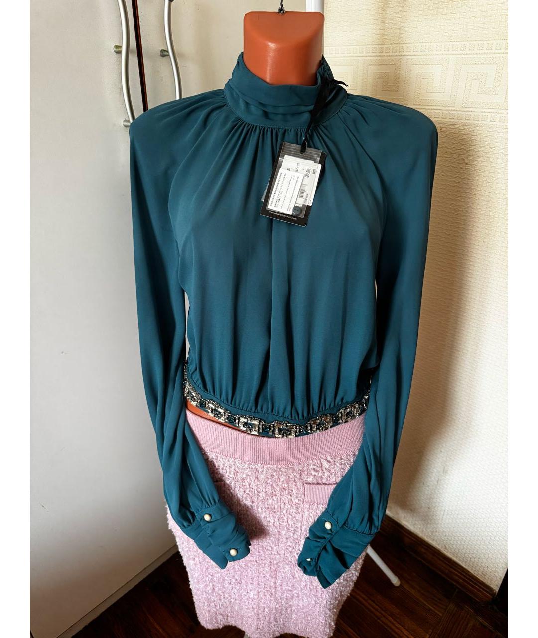 ELISABETTA FRANCHI Бирюзовая полиамидовая блузы, фото 6