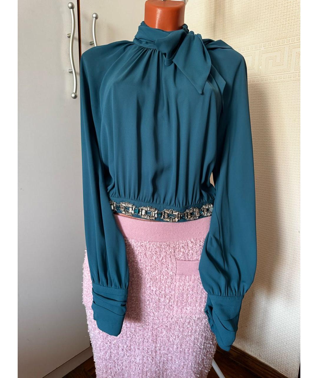 ELISABETTA FRANCHI Бирюзовая полиамидовая блузы, фото 4