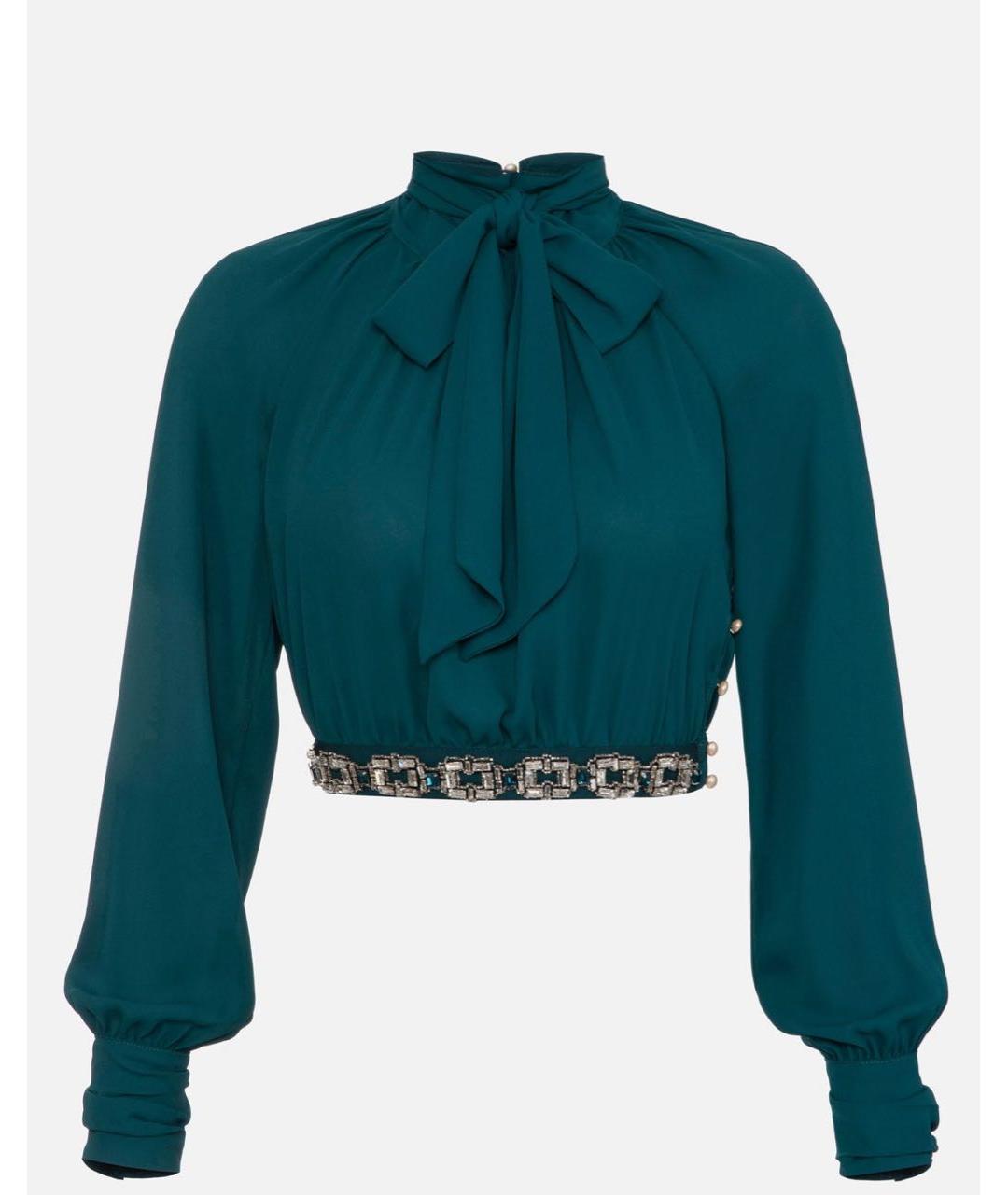 ELISABETTA FRANCHI Бирюзовая полиамидовая блузы, фото 9