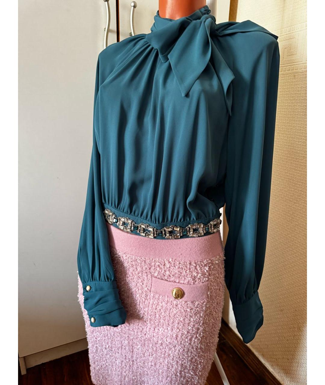ELISABETTA FRANCHI Бирюзовая полиамидовая блузы, фото 2