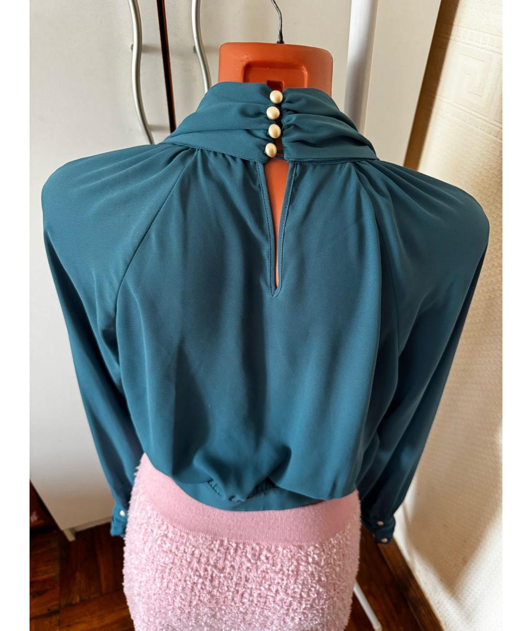 ELISABETTA FRANCHI Бирюзовая полиамидовая блузы, фото 8
