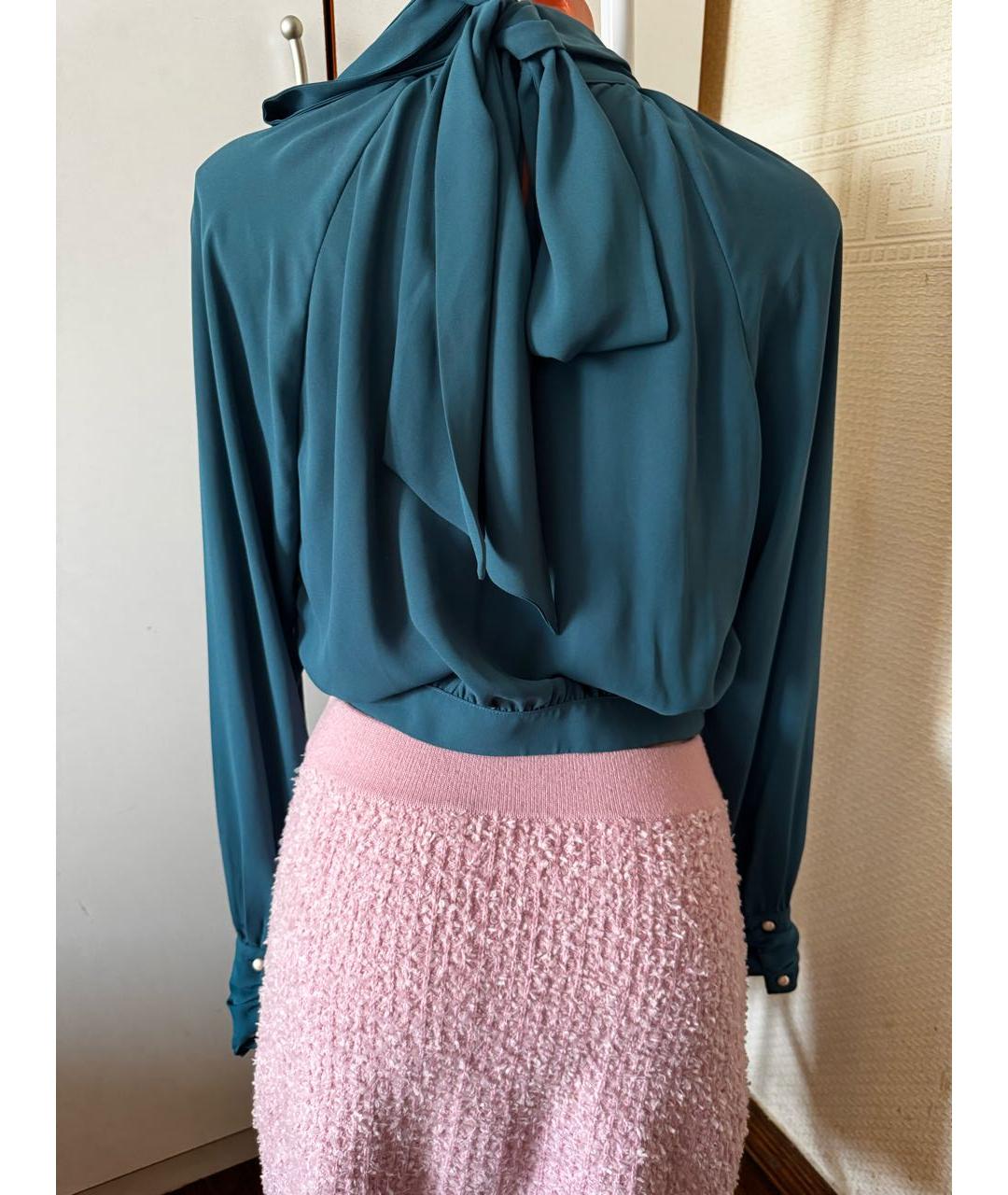 ELISABETTA FRANCHI Бирюзовая полиамидовая блузы, фото 3