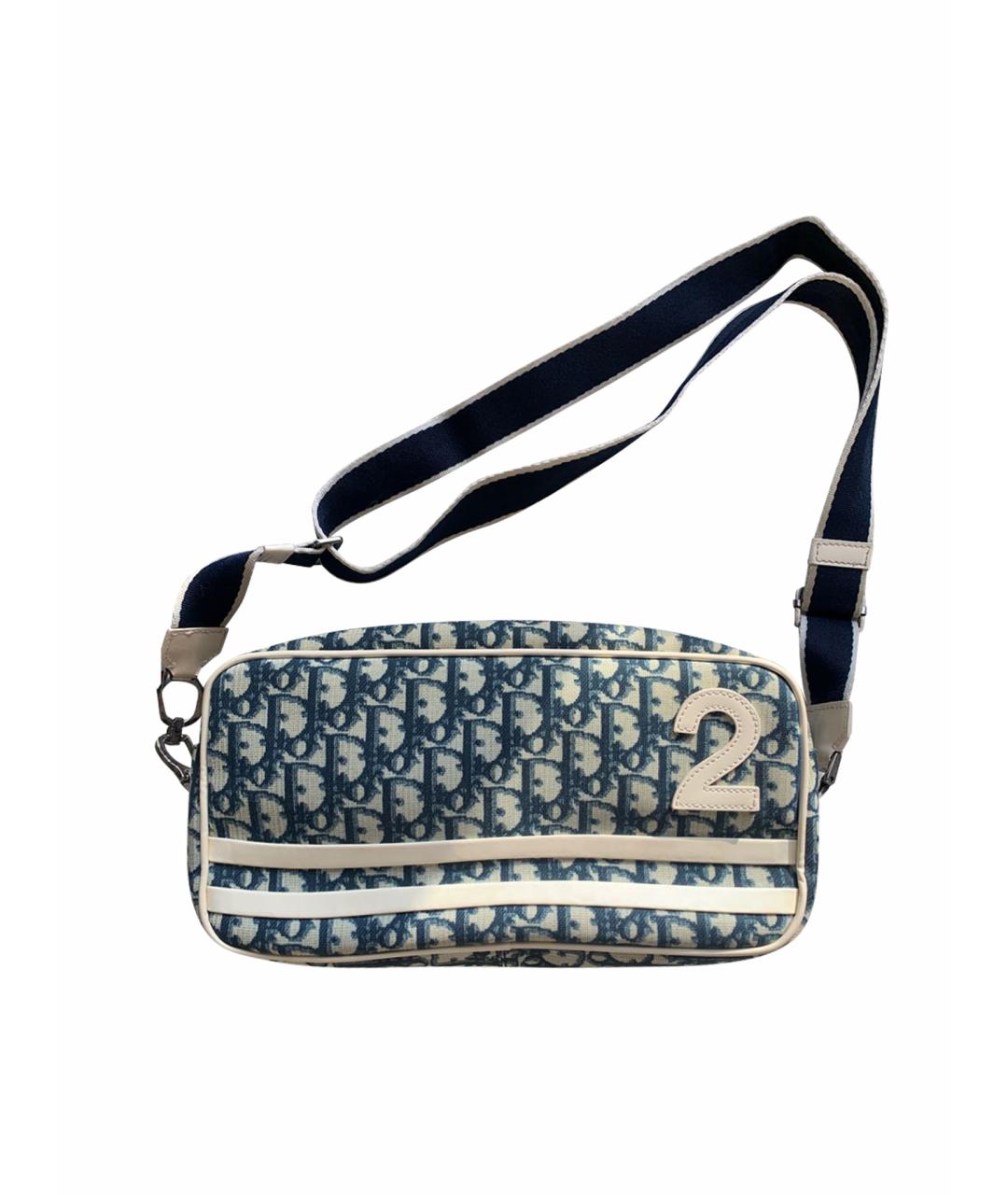 CHRISTIAN DIOR Синяя жаккардовая сумка через плечо, фото 1