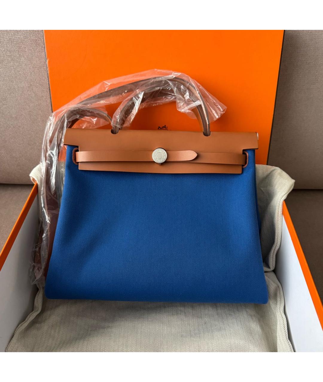 HERMES Синяя сумка с короткими ручками, фото 2