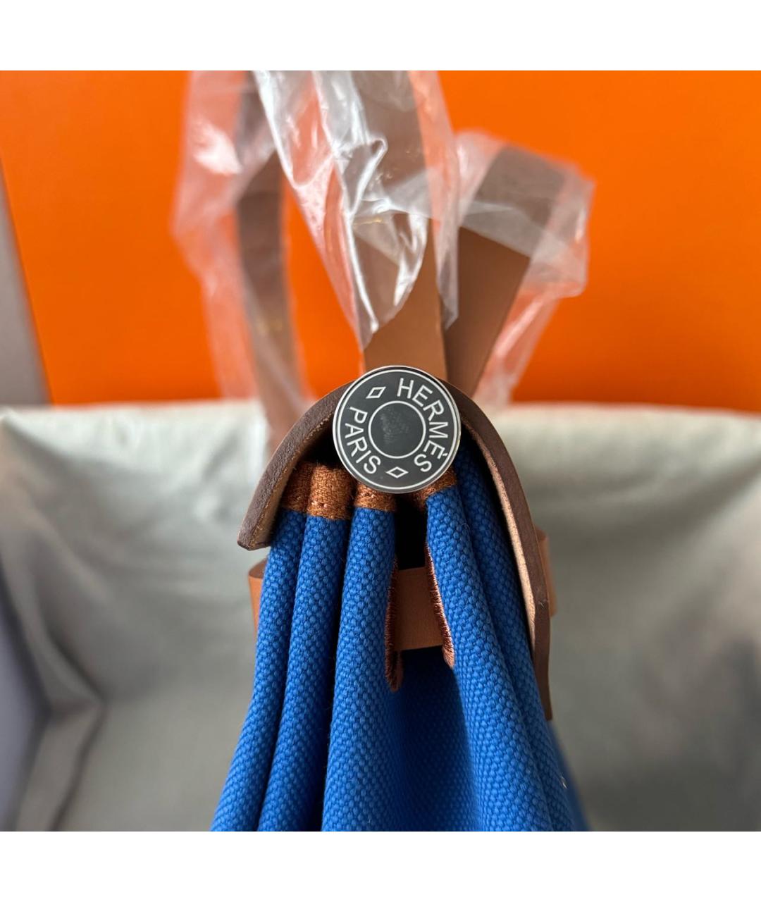 HERMES Синяя сумка с короткими ручками, фото 5