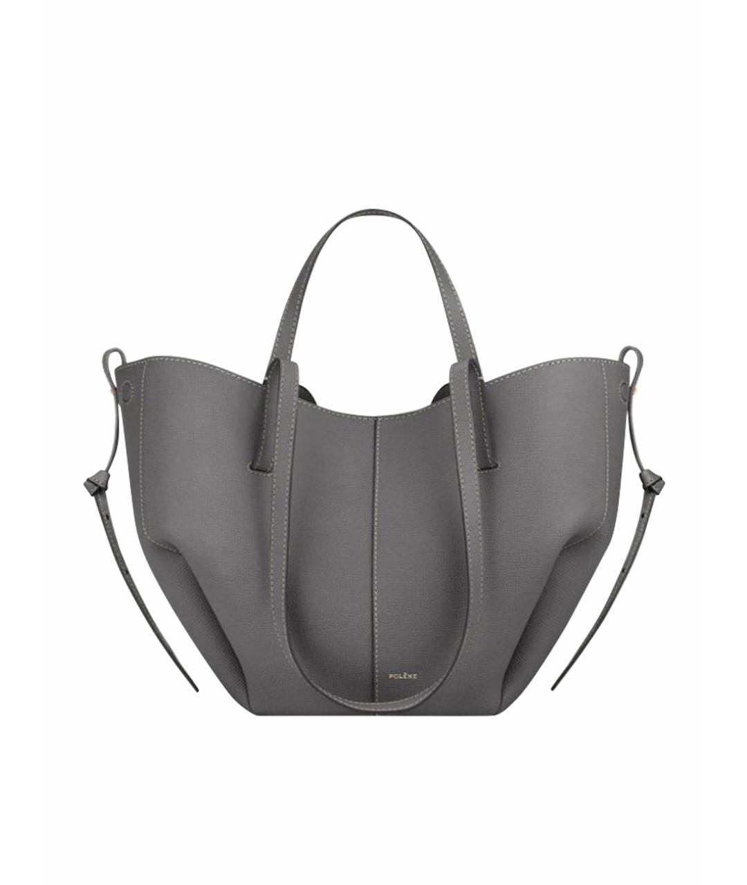 POLENE Серая кожаная сумка тоут, фото 1