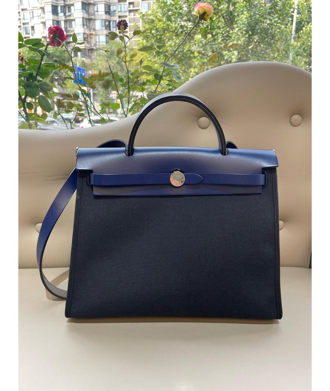 HERMES Темно-синяя деним сумка через плечо, фото 8