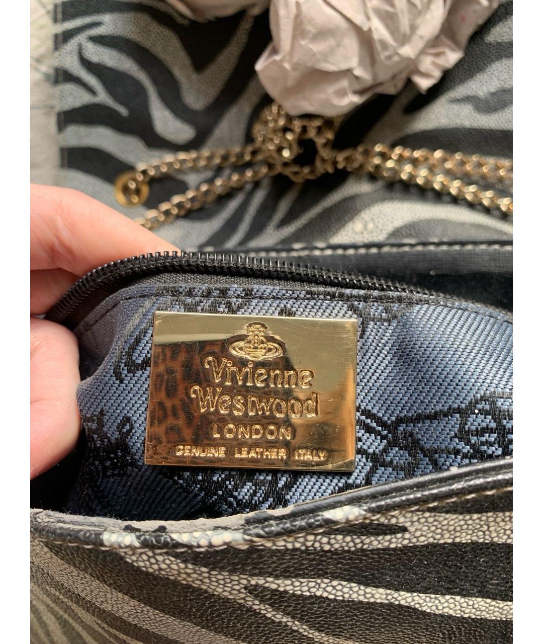 VIVIENNE WESTWOOD Серая кожаная сумка через плечо, фото 7