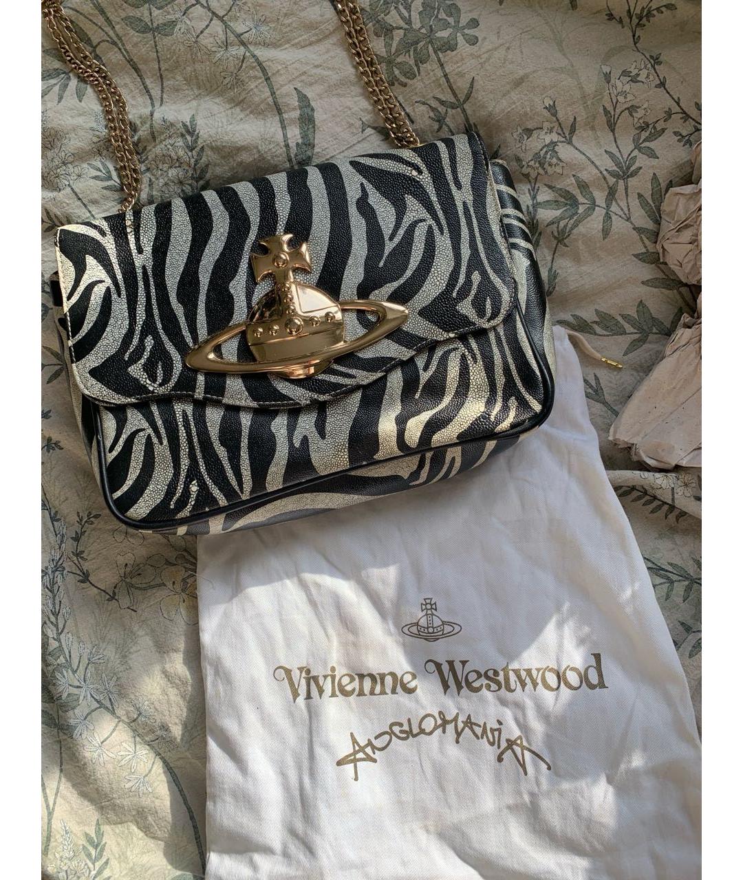 VIVIENNE WESTWOOD Серая кожаная сумка через плечо, фото 2