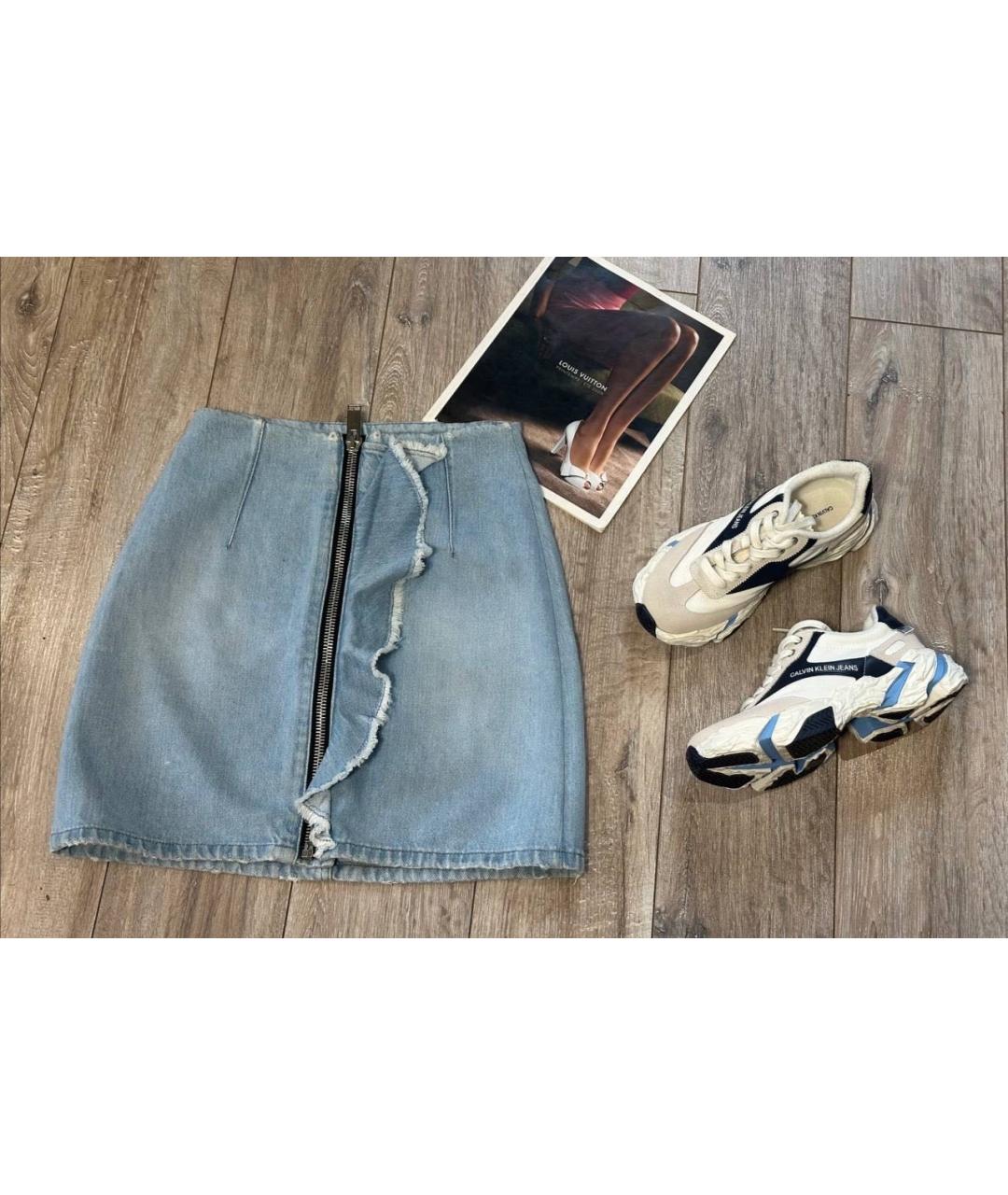 MSGM Голубая деним юбка мини, фото 4