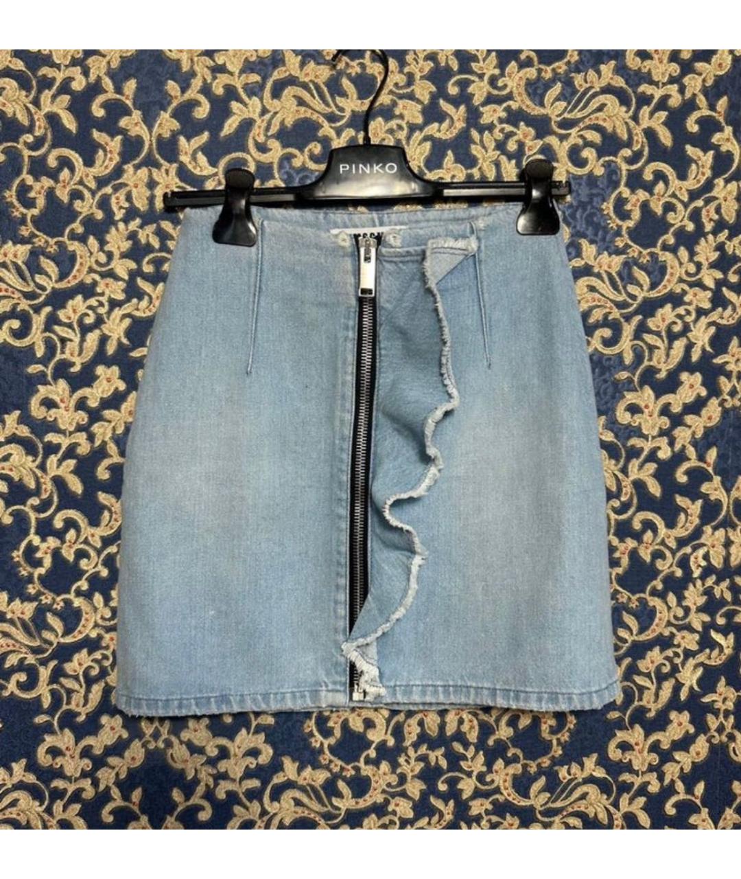 MSGM Голубая деним юбка мини, фото 3