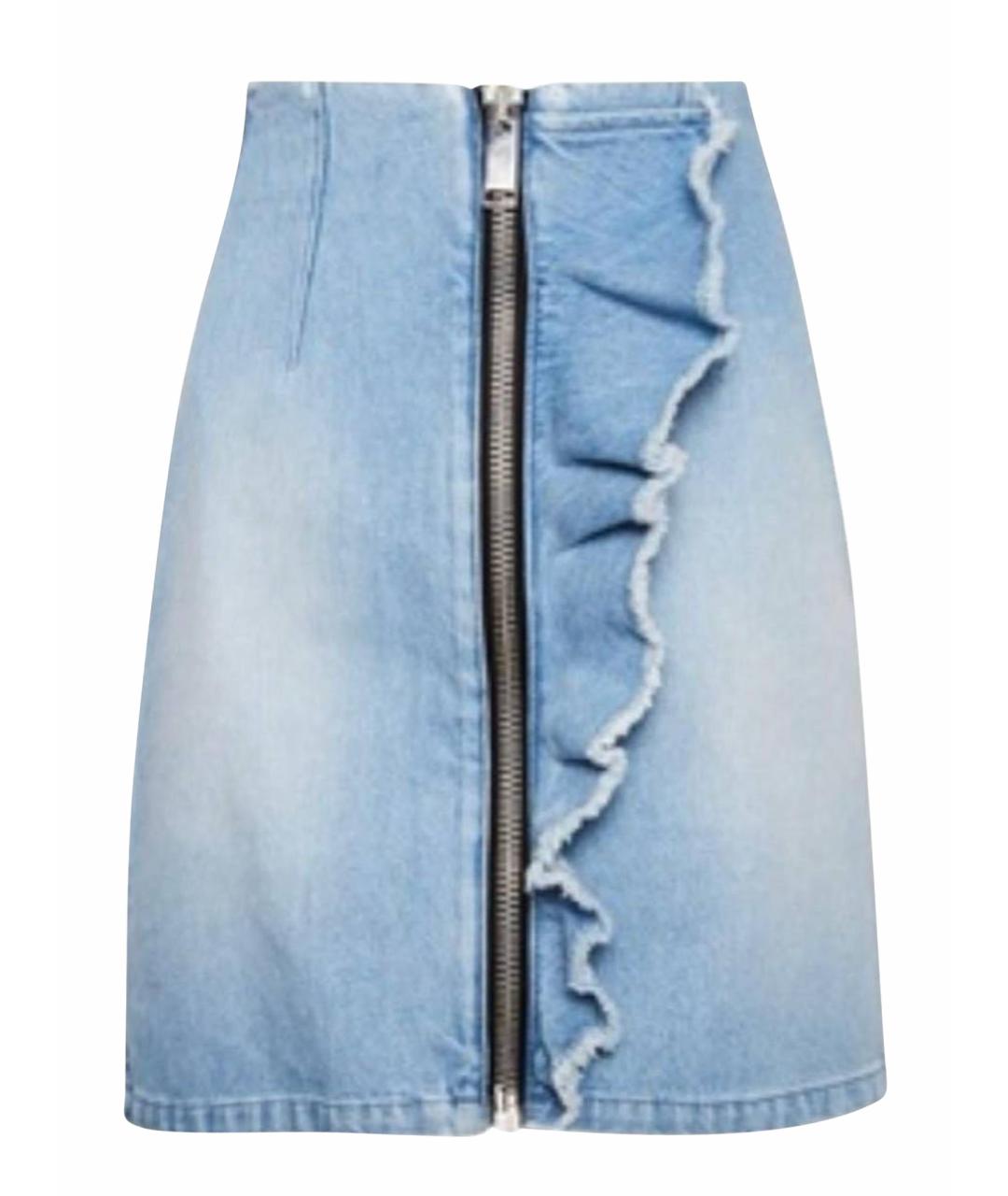 MSGM Голубая деним юбка мини, фото 7
