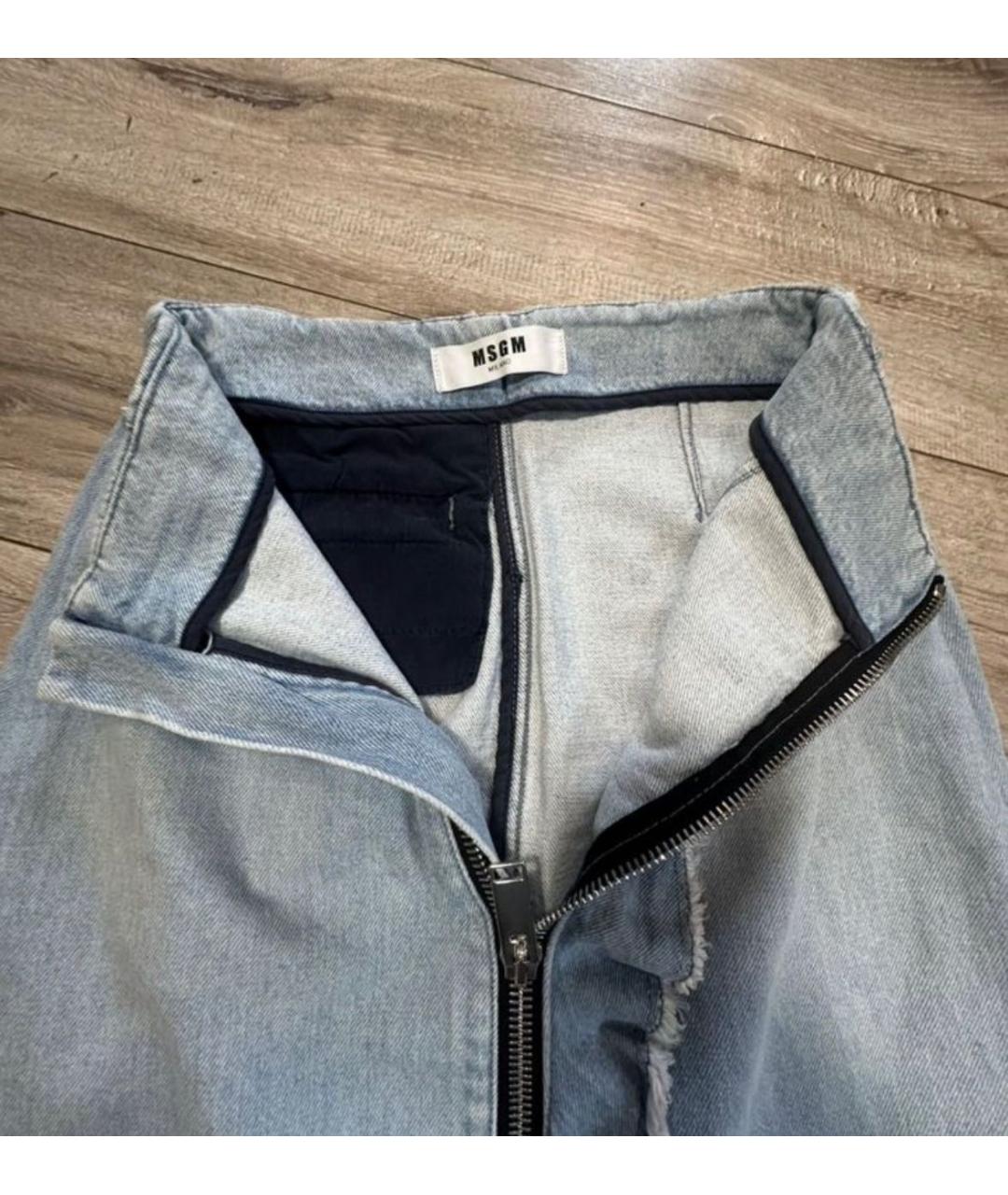 MSGM Голубая деним юбка мини, фото 5