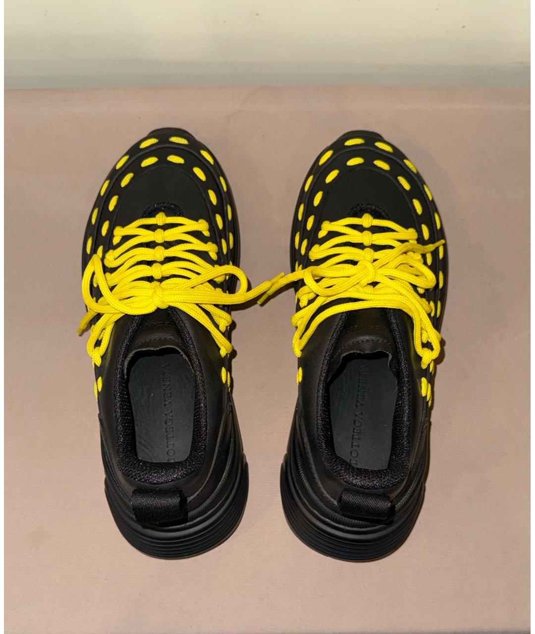 BOTTEGA VENETA Черные кожаные низкие кроссовки / кеды, фото 3