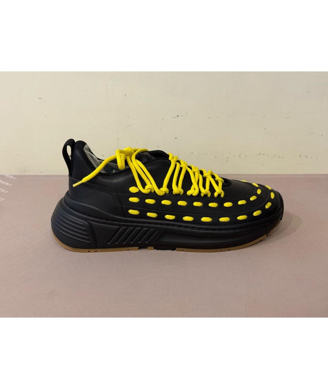 BOTTEGA VENETA Черные кожаные низкие кроссовки / кеды, фото 7