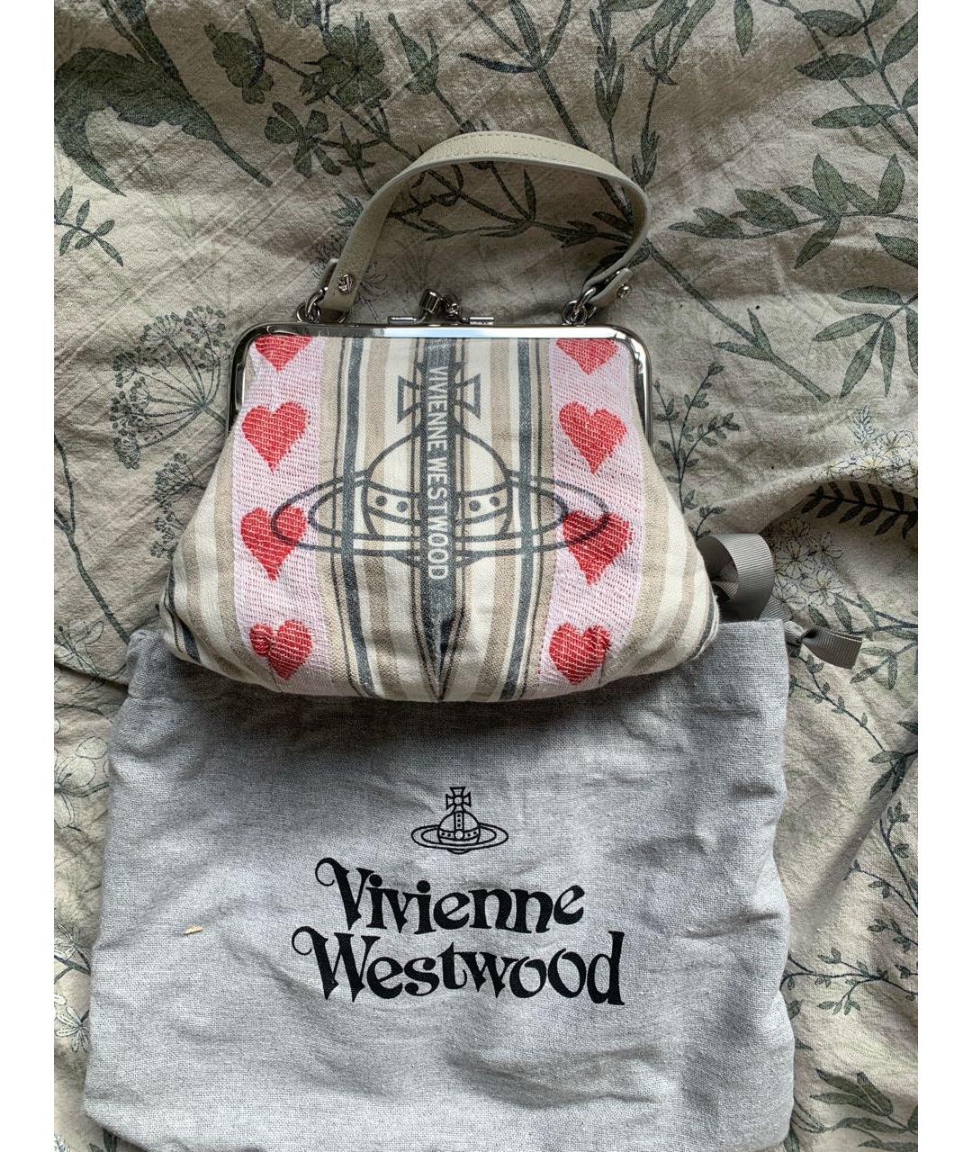 VIVIENNE WESTWOOD Коралловая льняная сумка через плечо, фото 5