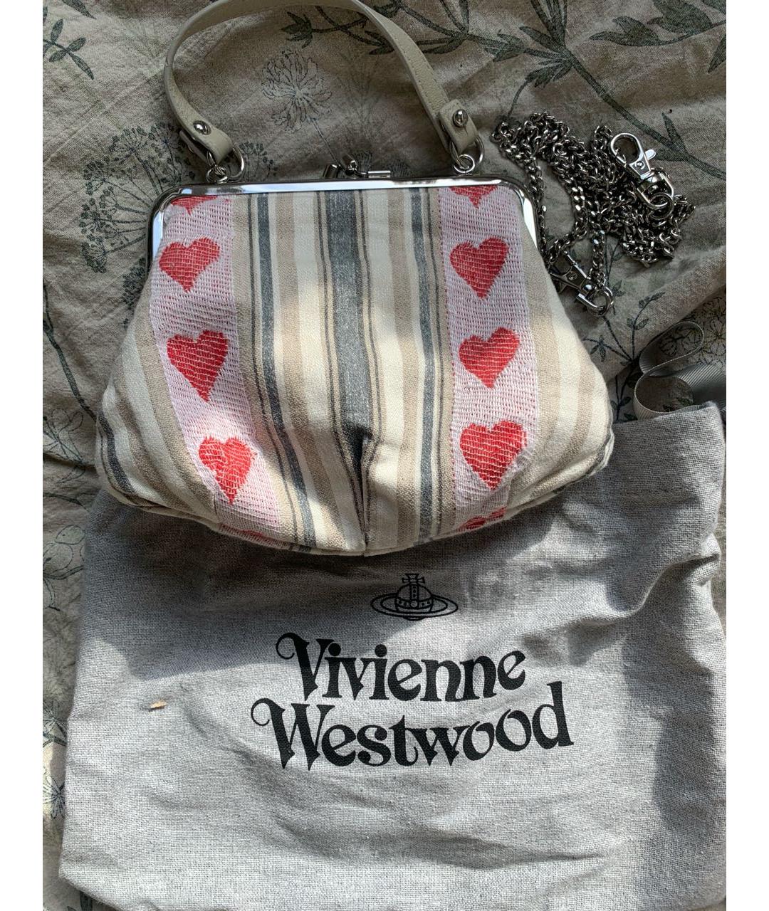 VIVIENNE WESTWOOD Коралловая льняная сумка через плечо, фото 3