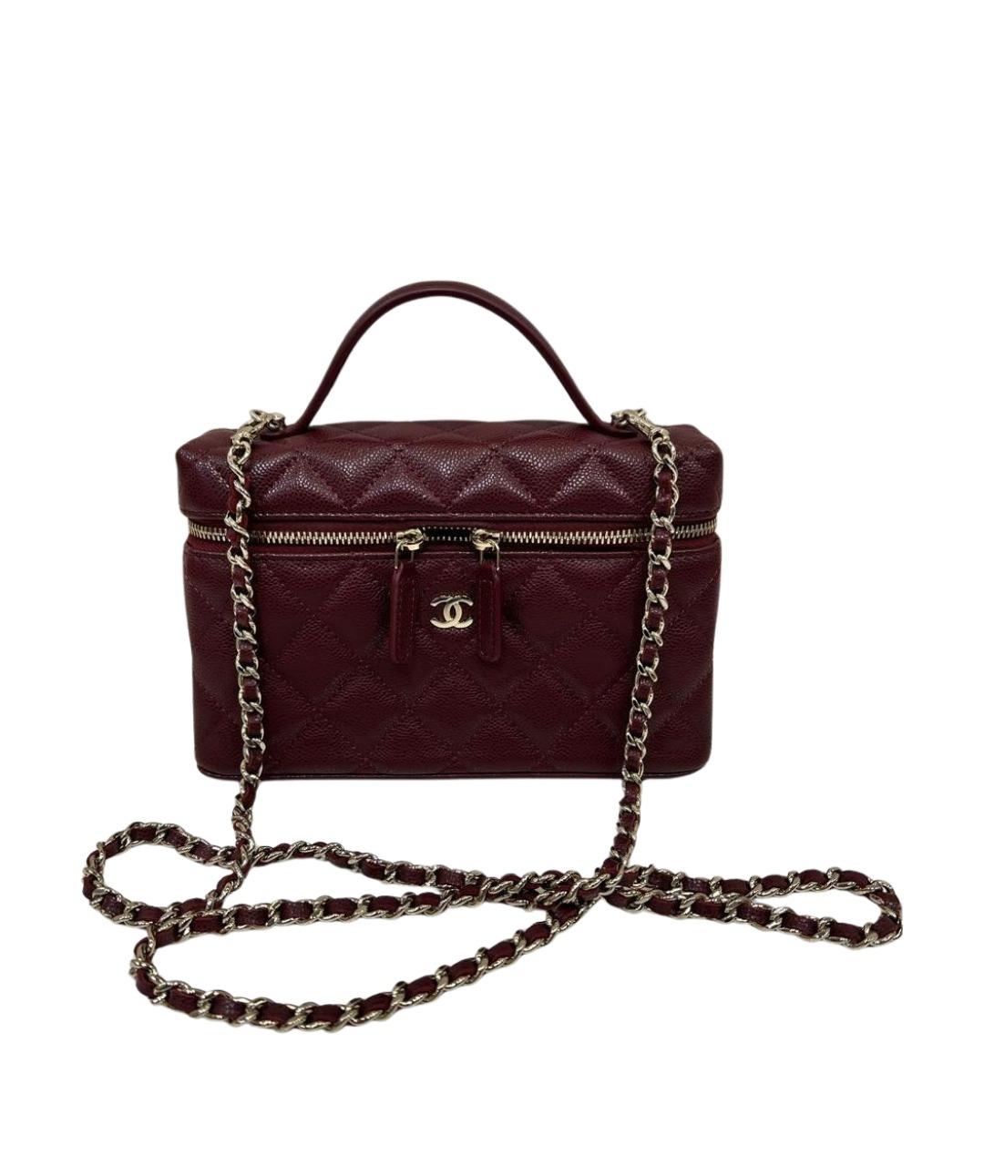 CHANEL Бордовая кожаная сумка через плечо, фото 1