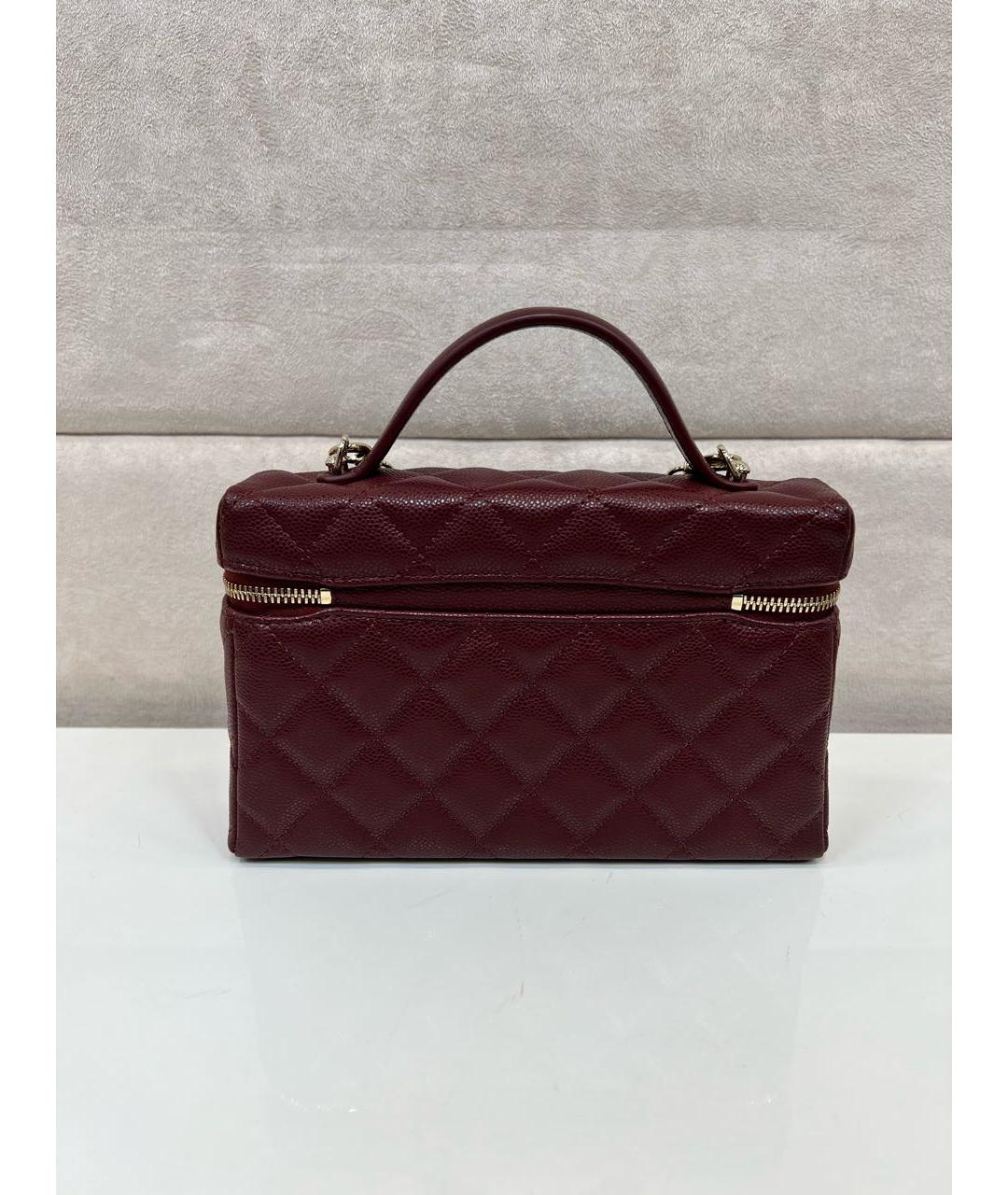 CHANEL Бордовая кожаная сумка через плечо, фото 3